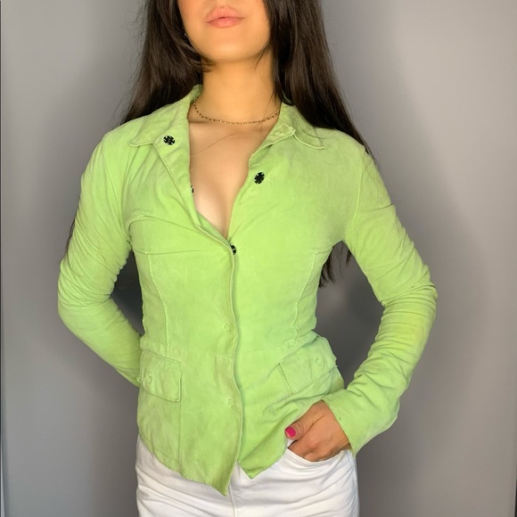 🐛Dolce & Gabbana Leather Green Blazer Jacket🐛 - Picture 2 of 5